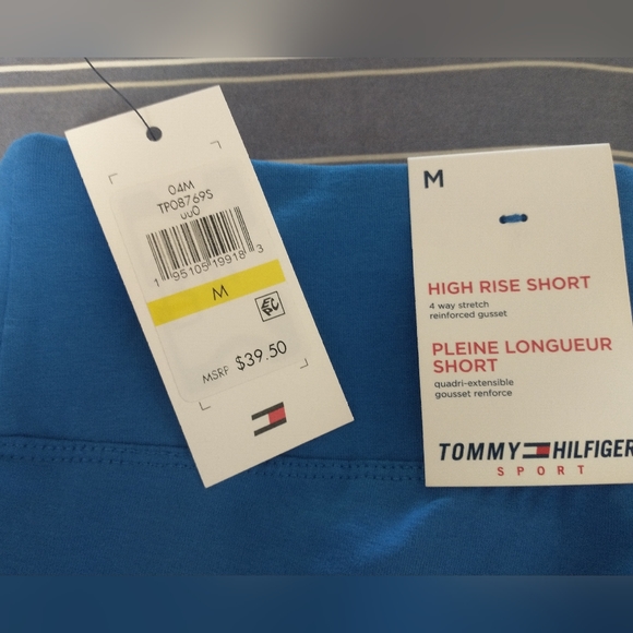 Medium NWT TOMMY HILFIGER High Rise Blue Bike/Running Shorts - Picture 13 of 13
